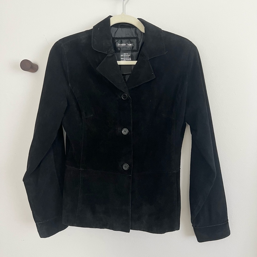 Brandon Thomas Black Women's Suede Jacket Blazer
